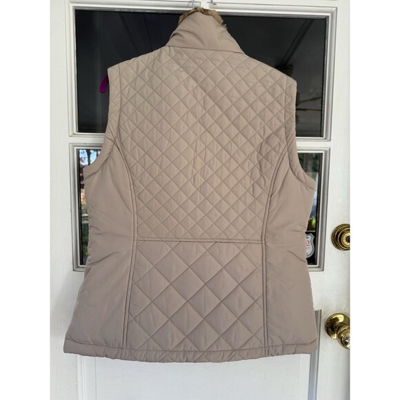 Calvin Klein Women’s Khaki Vest with Faux Fur Collar Gold Zipper Size L - Picture 7 of 8